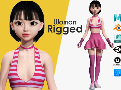 Girl Asian Woman RealTime japanese korean Female 3D 3Dモデル