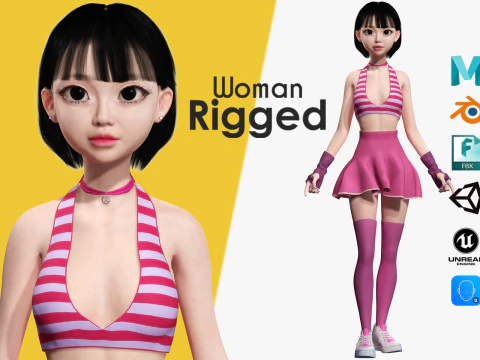 लड़की एशियाई महिला रीयलटाइम जापानी कोरियाई महिला 3डी 3D मॉडल