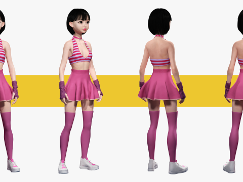 Girl Asian Woman RealTime japanese korean Female 3D 3Dモデル