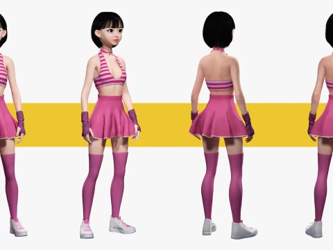 Girl Asian Woman RealTime japanese korean Female 3D 3D Model