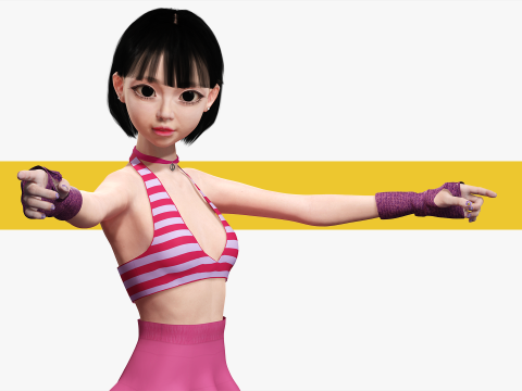 Girl Asian Woman RealTime japanese korean Female 3D 3Dモデル