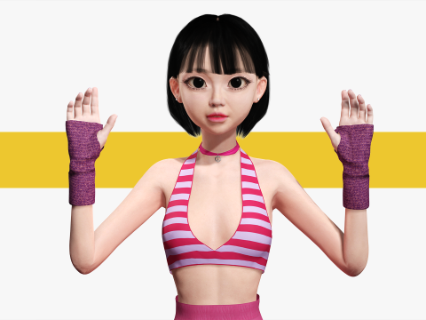 Girl Asian Woman RealTime japanese korean Female 3D 3Dモデル