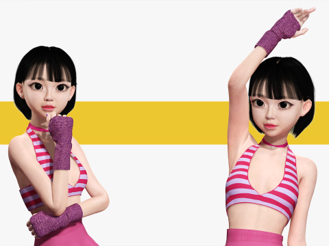 Girl Asian Woman RealTime japanese korean Female 3D 3Dモデル