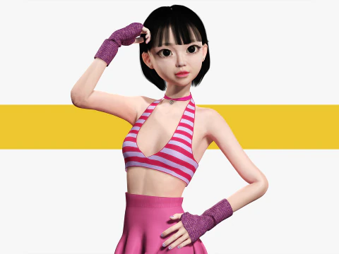 Girl Asian Woman RealTime japanese korean Female 3D 3D Model