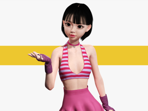 Girl Asian Woman RealTime japanese korean Female 3D 3Dモデル