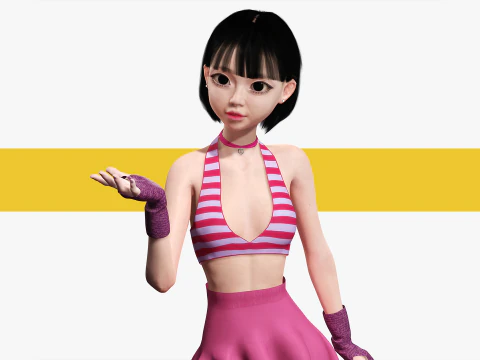 Girl Asian Woman RealTime japanese korean Female 3D 3D Model