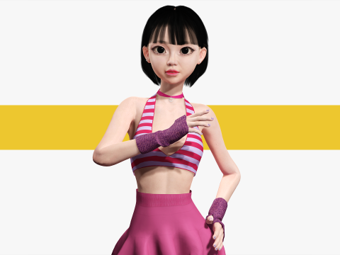 Girl Asian Woman RealTime japanese korean Female 3D 3Dモデル