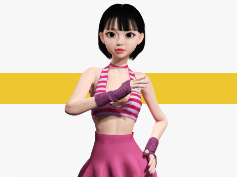 Girl Asian Woman RealTime japanese korean Female 3D 3D Model