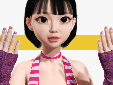 Girl Asian Woman RealTime japanese korean Female 3D 3Dモデル