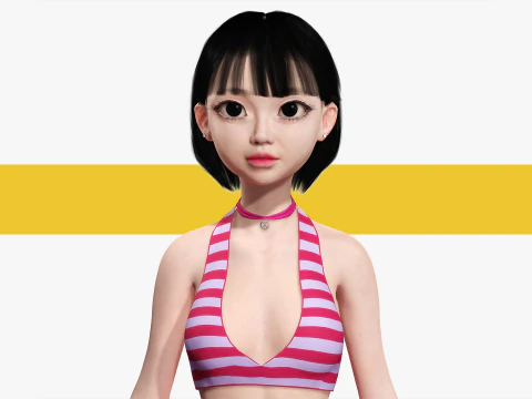 Girl Asian Woman RealTime japanese korean Female 3D 3D Model