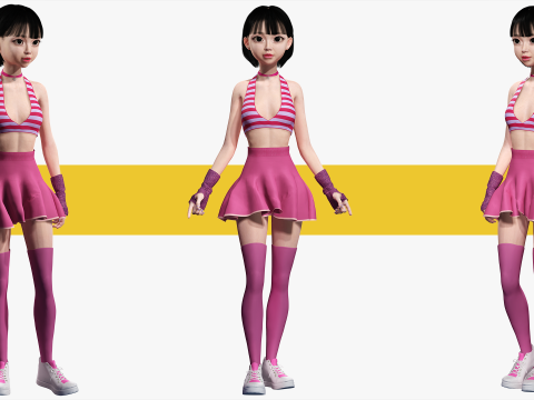 Girl Asian Woman RealTime japanese korean Female 3D 3Dモデル