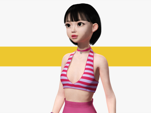 Girl Asian Woman RealTime japanese korean Female 3D 3Dモデル