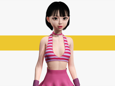 Girl Asian Woman RealTime japanese korean Female 3D 3Dモデル