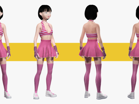 Girl Asian Woman RealTime japanese korean Female 3D 3Dモデル