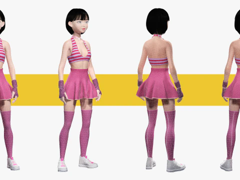 Girl Asian Woman RealTime japanese korean Female 3D 3D Model