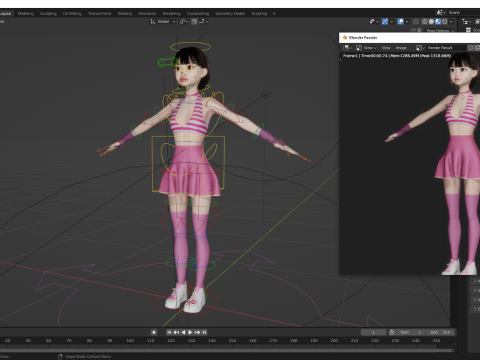 Girl Asian Woman RealTime japanese korean Female 3D 3Dモデル