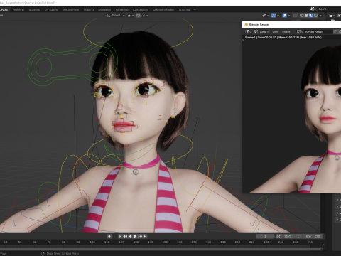 Girl Asian Woman RealTime japanese korean Female 3D 3Dモデル