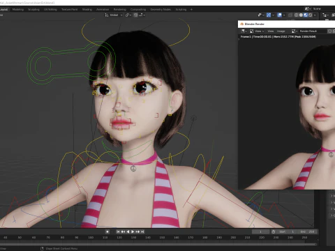 Girl Asian Woman RealTime japanese korean Female 3D 3D Model