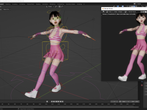 Girl Asian Woman RealTime japanese korean Female 3D 3Dモデル