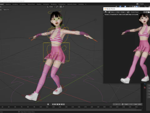 Girl Asian Woman RealTime japanese korean Female 3D 3D Model