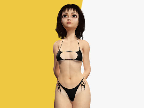 Realistic stylized cartoon Female Modelo 3D