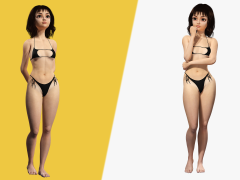 Realistic stylized cartoon Female Modelo 3D
