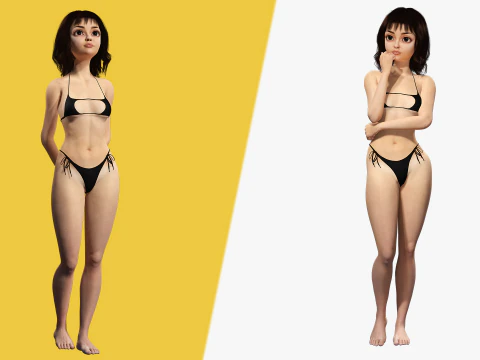 Realistic stylized cartoon Female 3D Model