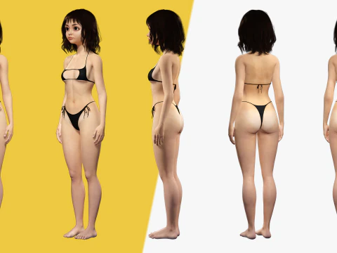 Realistic stylized cartoon Female 3D Model
