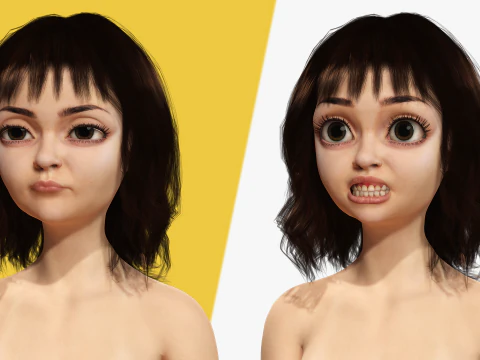 Realistic stylized cartoon Female 3D Model