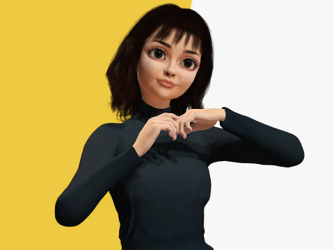 Realistic stylized cartoon Female 3D Model