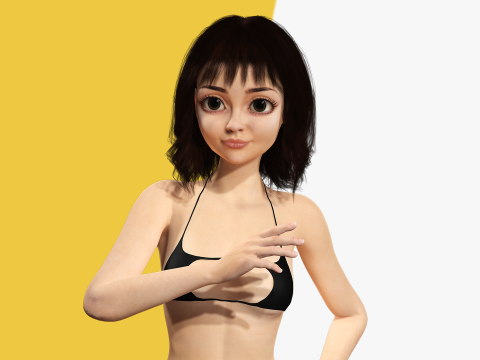 Realistic stylized cartoon Female Modelo 3D