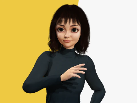 Realistic stylized cartoon Female 3D Model
