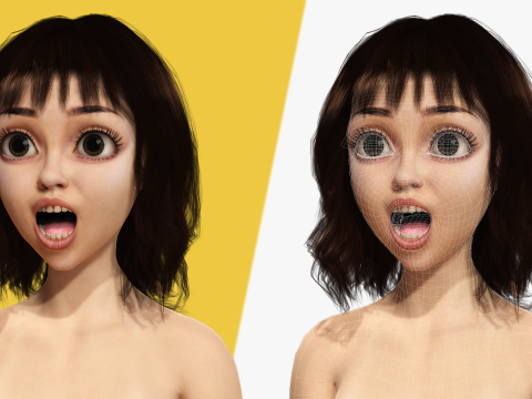Realistic stylized cartoon Female Modelo 3D