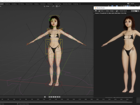 Realistic stylized cartoon Female Modelo 3D