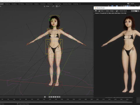 Realistic stylized cartoon Female 3D Model