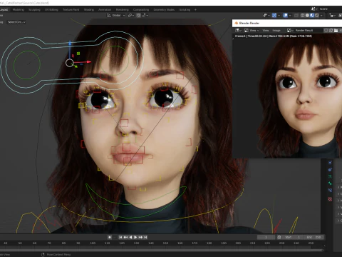 Realistic stylized cartoon Female 3D Model