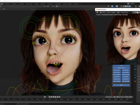Realistic stylized cartoon Female 3D Model