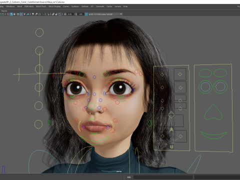 Realistic stylized cartoon Female Modelo 3D