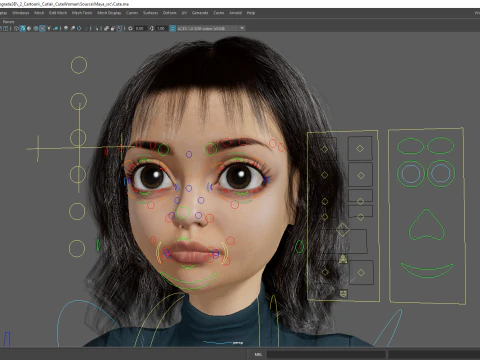 Realistic stylized cartoon Female 3D Model