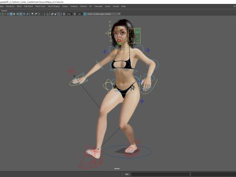 Realistic stylized cartoon Female Modelo 3D