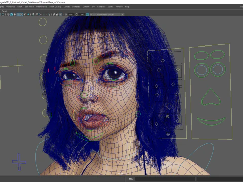 Realistic stylized cartoon Female 3D Model