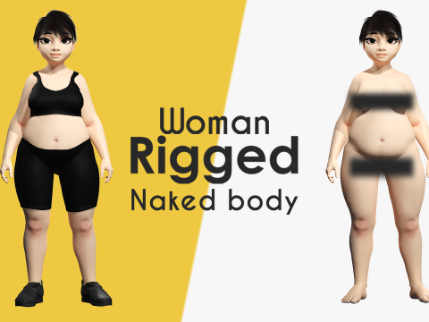 Fat Woman stylized girl cartoon Female 3D 모델