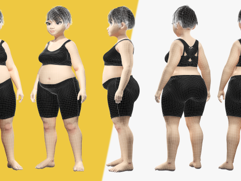 Fat Woman stylized girl cartoon Female 3D 모델
