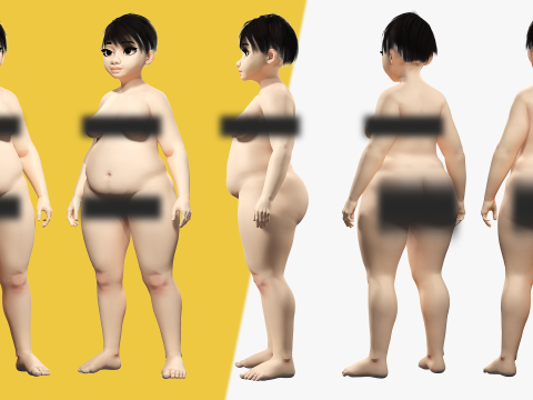 Fat Woman stylized girl cartoon Female 3D 모델