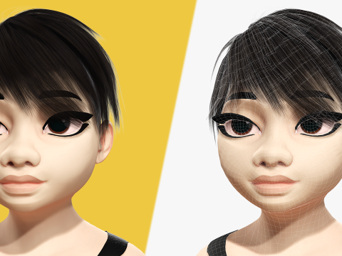 Fat Woman stylized girl cartoon Female 3D 모델