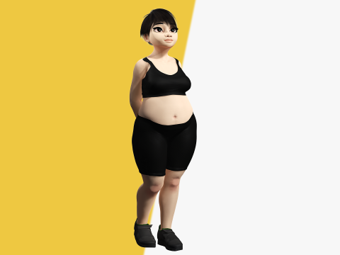 Fat Woman stylized girl cartoon Female 3D 모델