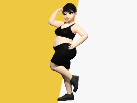 Fat Woman stylized girl cartoon Female 3D 모델