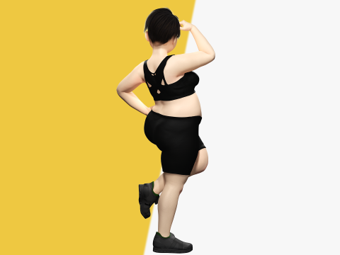 Fat Woman stylized girl cartoon Female 3D 모델