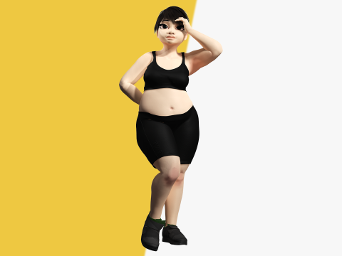 Fat Woman stylized girl cartoon Female 3D 모델