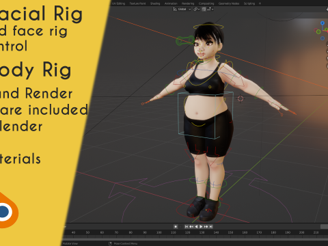 Fat Woman stylized girl cartoon Female 3D 모델